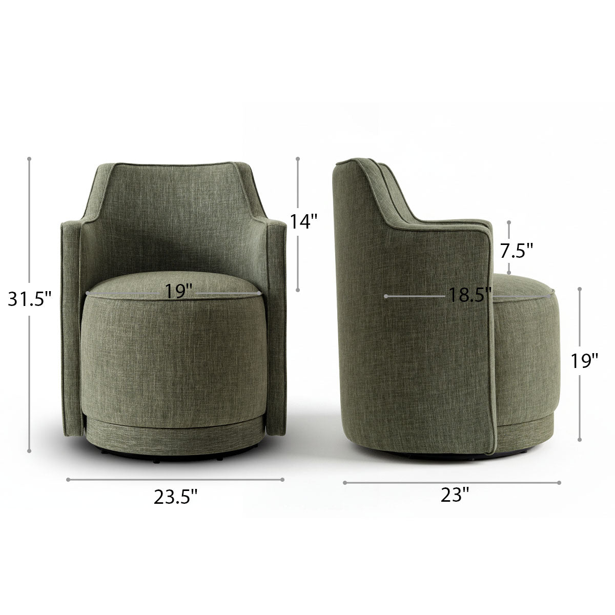 Yisa Modern Swivel Small Barrel Chair (1-Piece)