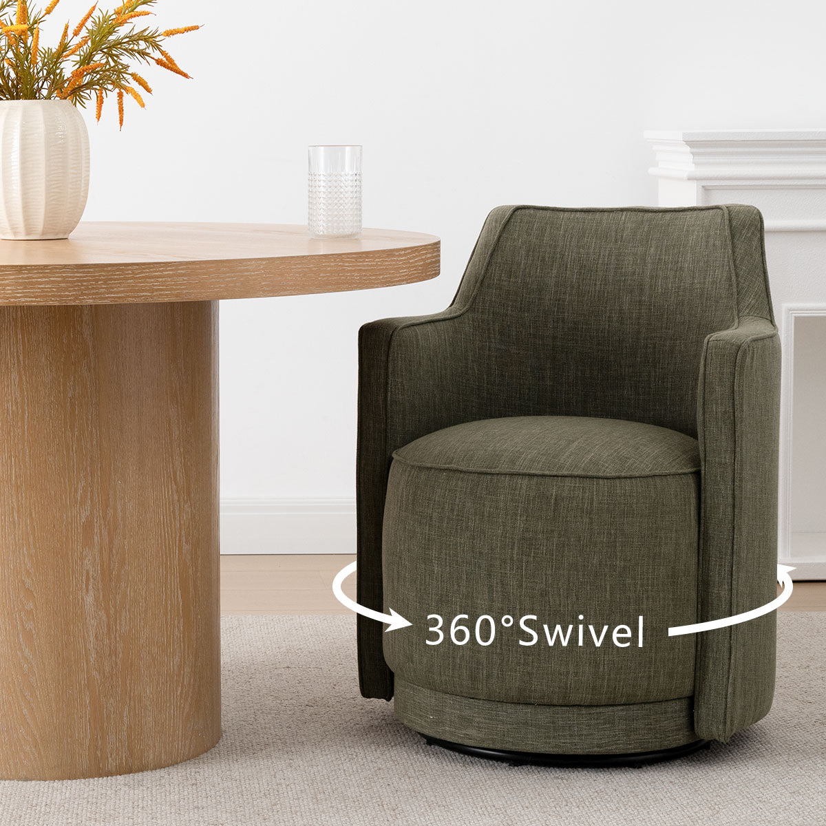 Yisa Modern Swivel Small Barrel Chair (1-Piece)