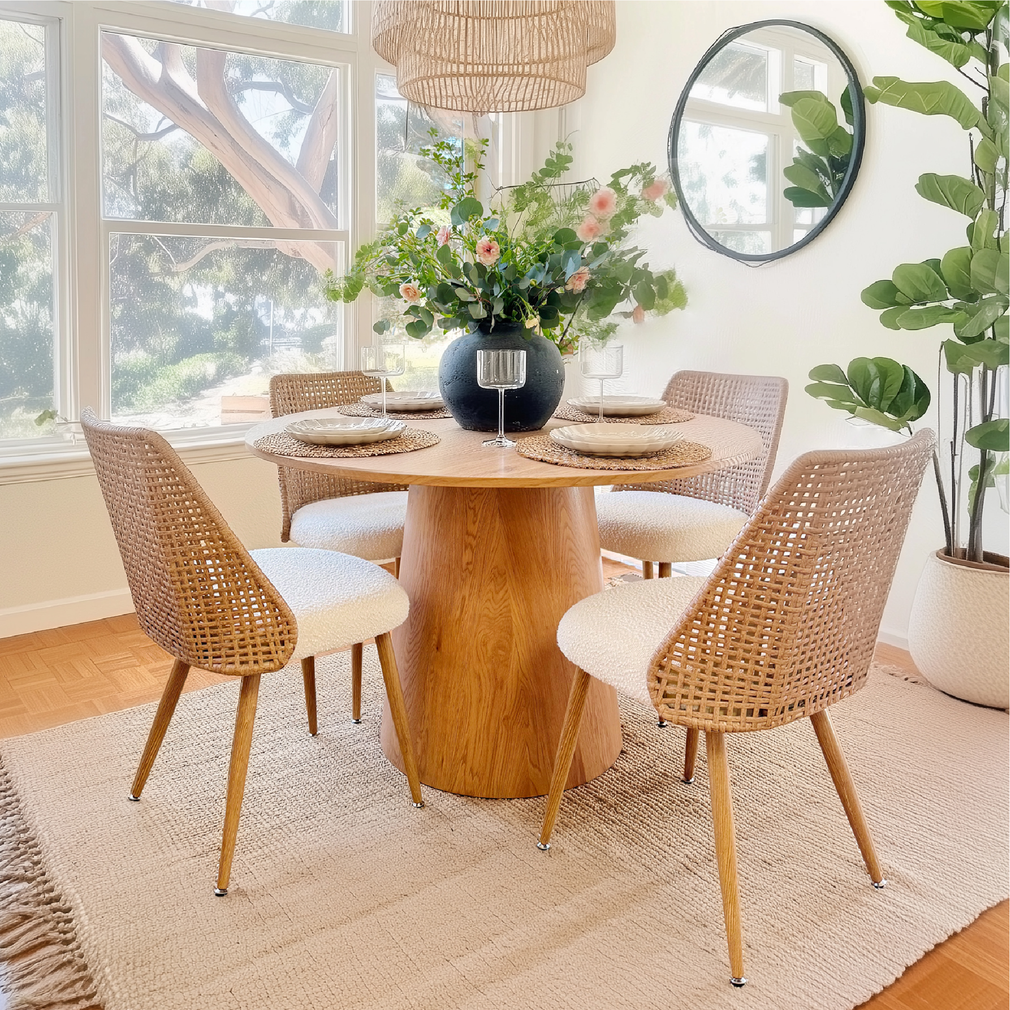 Nice Rattan Upholstered Dining Chair (Set of 4)