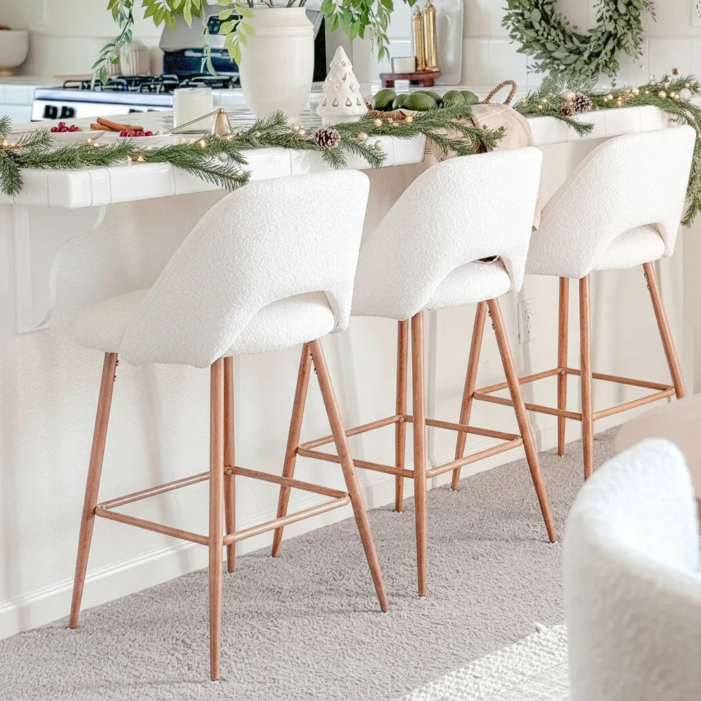 Edwin Boucle Upholstered Counter Stool (Set of 3)