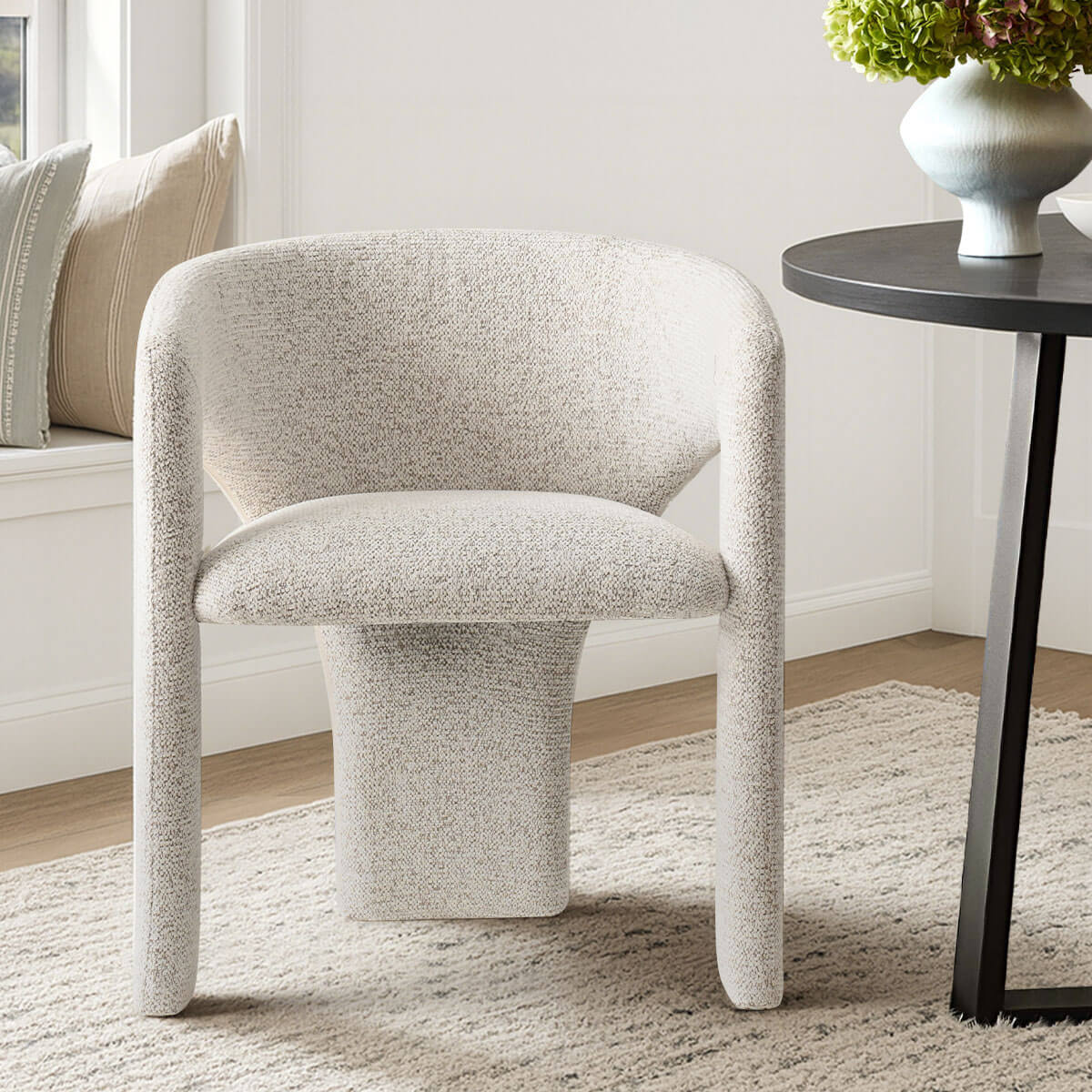 Khloe Modern Chenille Dining Chair with Arms (Set of 2)