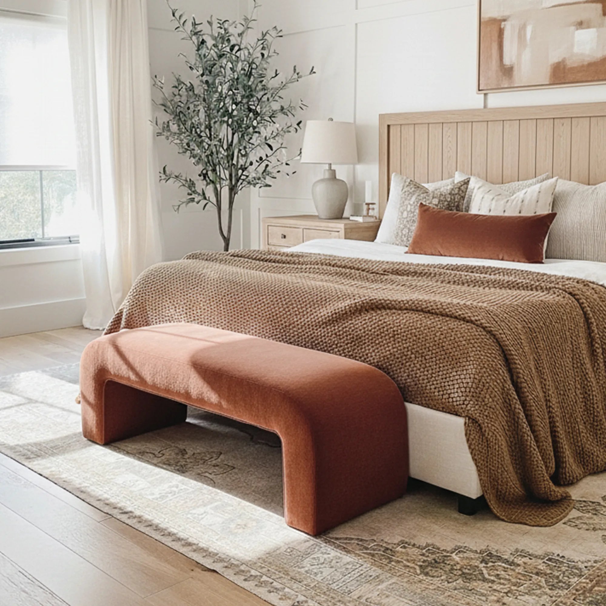 Lily 47" Chenille Accent Waterfall Bench