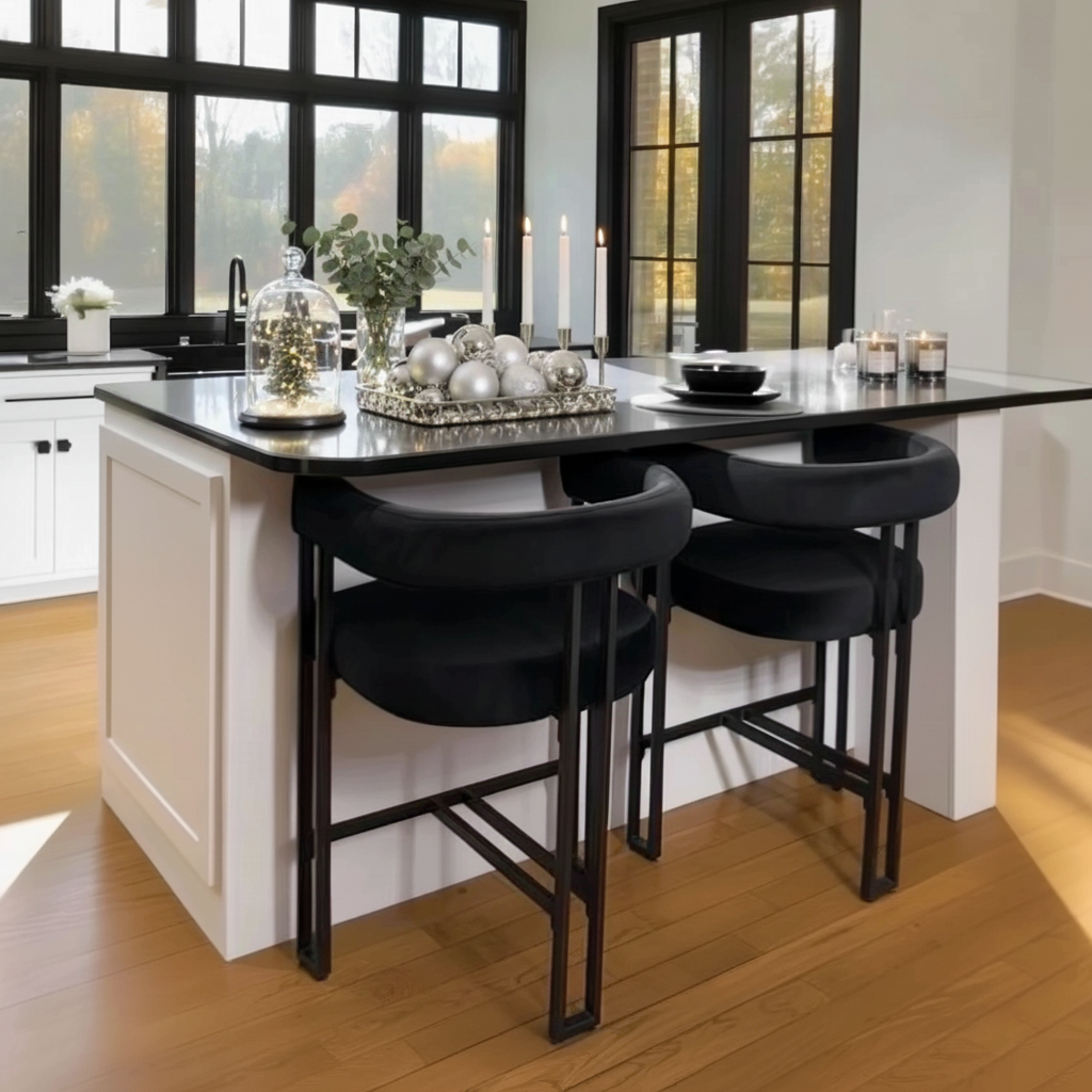 Mia 24" Modern Velvet Counter Stool with Arms (1-piece)