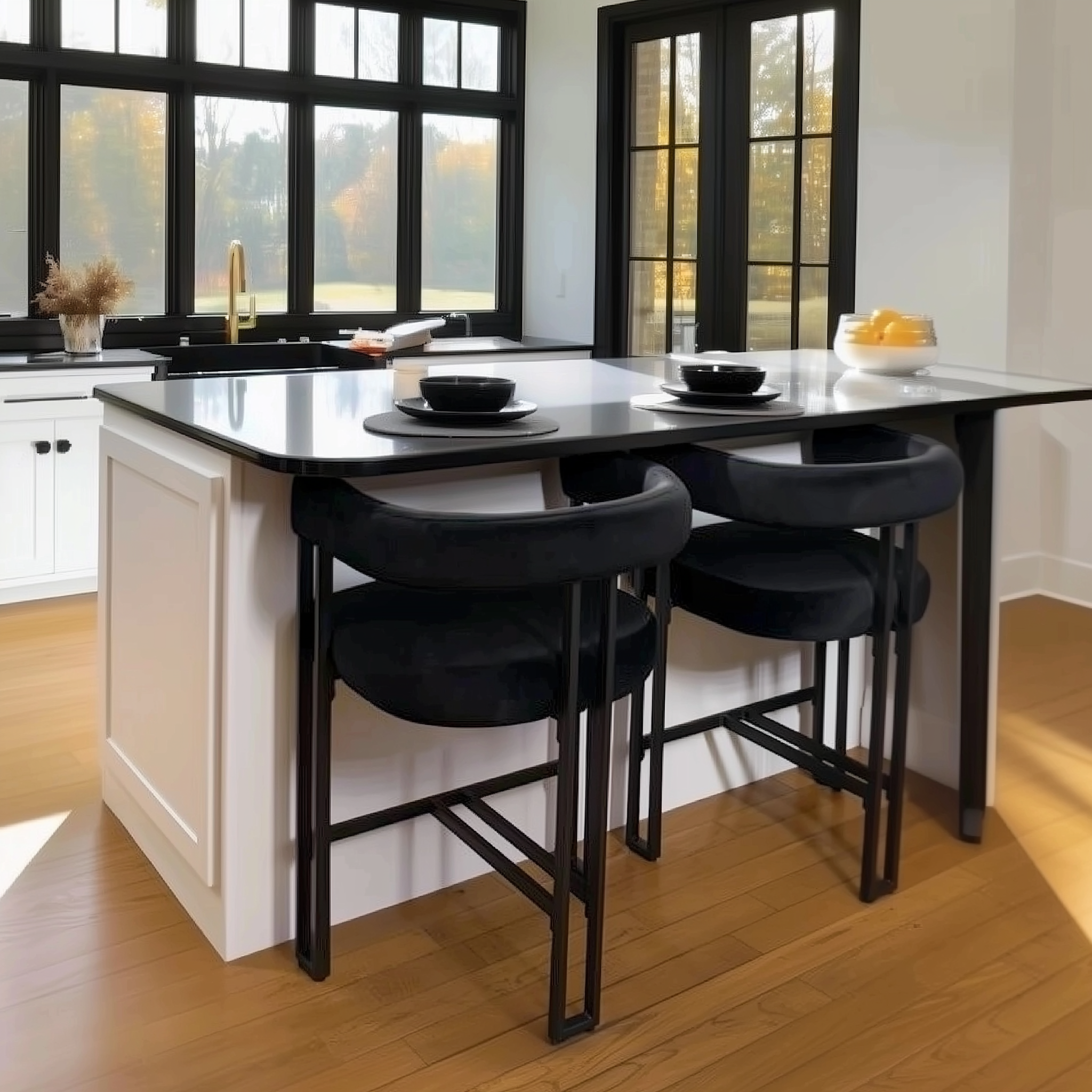 Mia 24" Modern Velvet Counter Stool with Arms (1-piece)