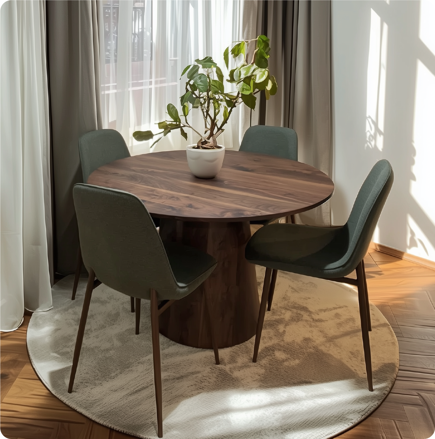 Dwen & Oslo 46" Modern Round Dining Table Set for 4 (5-Piece)