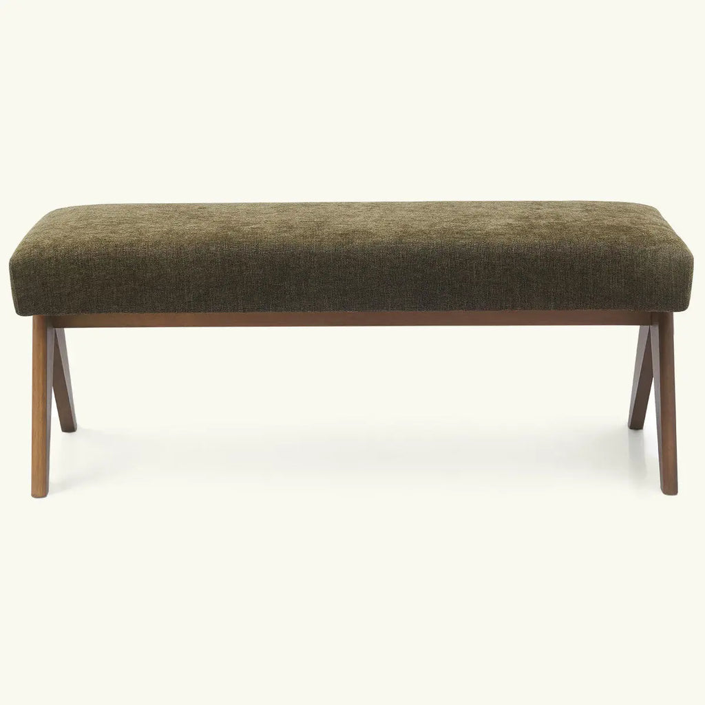 47 Upholstered Rectangular Bench(Beige/Green/Yellow)
